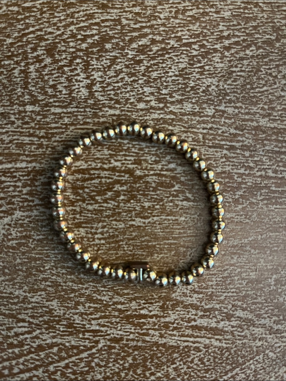 Gold Beaded Stretch Bracelet “T”- Women Jewelry